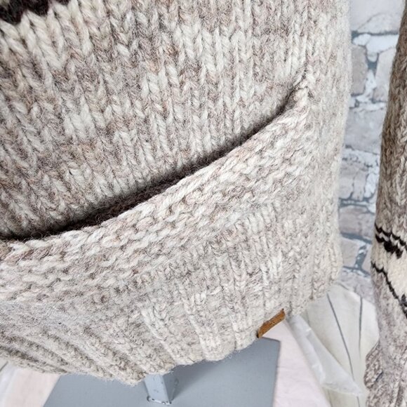 Aritzia TNA Sea to Sky Lambswool Zip Front Cardigan Logo Brown Cream Size Medium - Picture 7 of 16